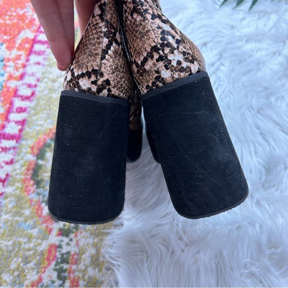 Nasty Gal Brown Black Snakeskin Print Chunky Platform Tall Knee High Boots 6 - Picture 3 of 4